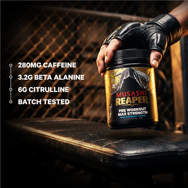 Musashi Reaper Preworkout Max Strength Blue Raspberry 400g