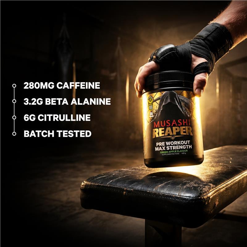Musashi Reaper Preworkout Max Strength Green Apple 400g