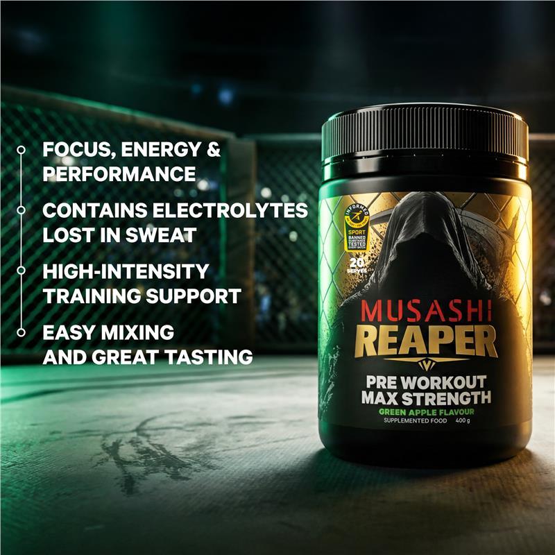 Musashi Reaper Preworkout Max Strength Green Apple 400g