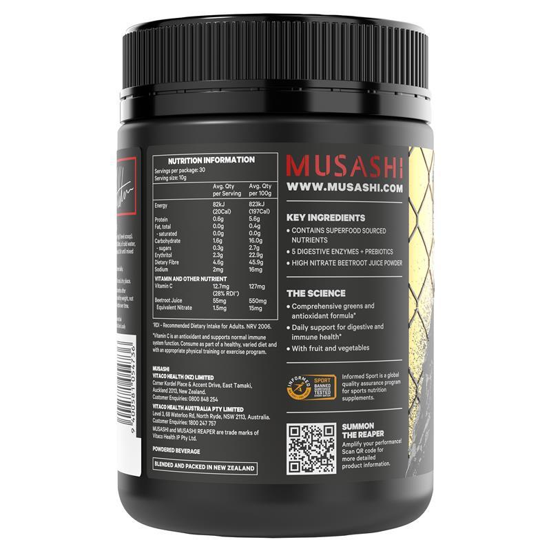 Musashi Reaper Performance Greens+ Unflavoured 300g