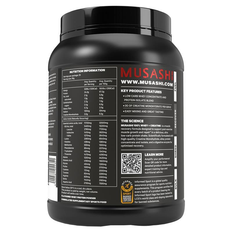 Musashi 100% Whey + Creatine Chocolate 900g