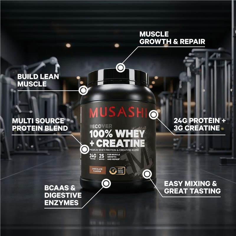 Musashi 100% Whey + Creatine Chocolate 900g