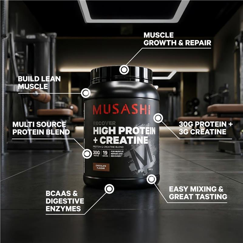 Musashi High Protein + Creatine Vanilla 900g