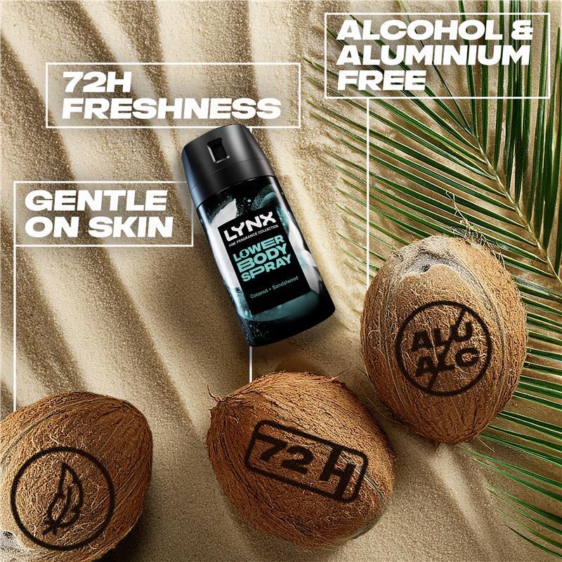 Lynx Lower Body Spray Coconut & Sandalwood Scent 100ml