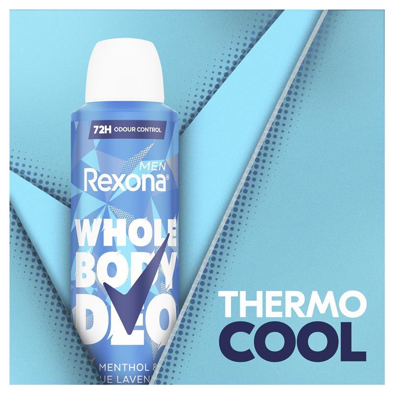 Rexona Men Whole Body Deodorant Aerosol Thermocool Menthol & Blue Lavendar 230ml
