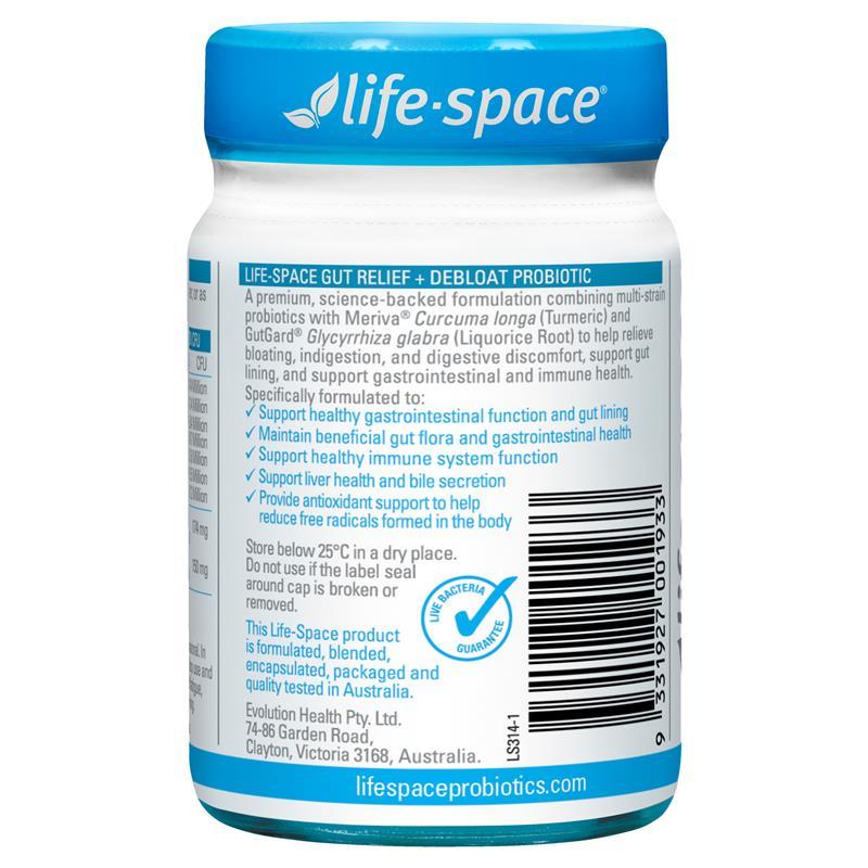 Life-Space Gut Relief + Debloat Probiotic 30 Capsules