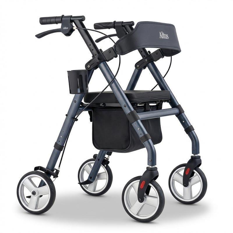 Altus Heavy Duty Classic 4 Wheel Foldable Rollator with Seat Midnight Blue