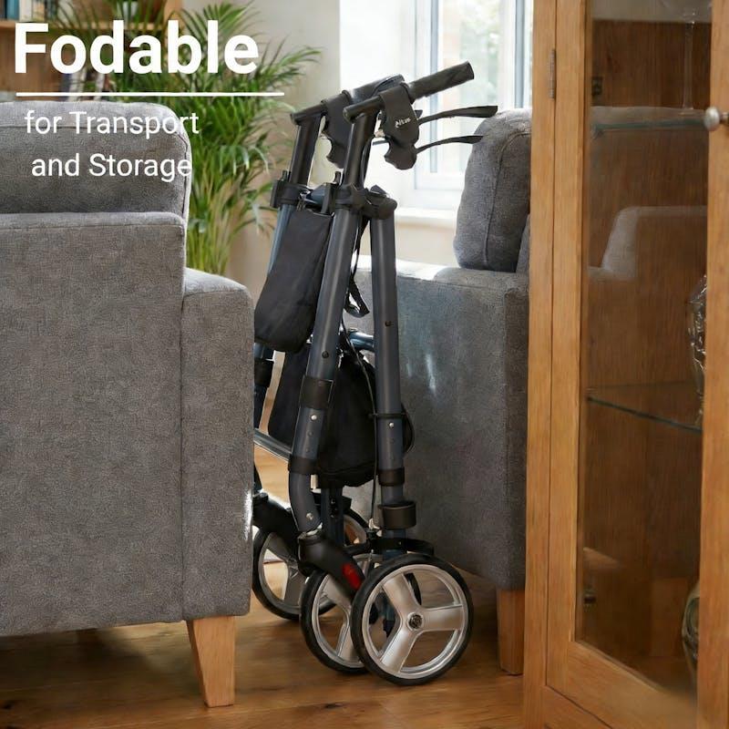 Altus Heavy Duty Classic 4 Wheel Foldable Rollator with Seat Midnight Blue