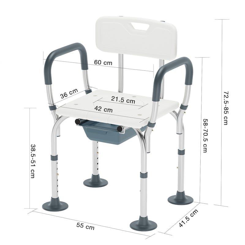 Altus Shower Chair With Commode Height Adjustable Aluminium Frame 1Unit
