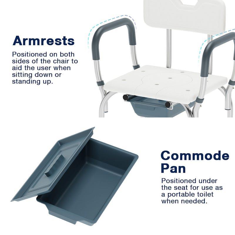 Altus Shower Chair With Commode Height Adjustable Aluminium Frame 1Unit