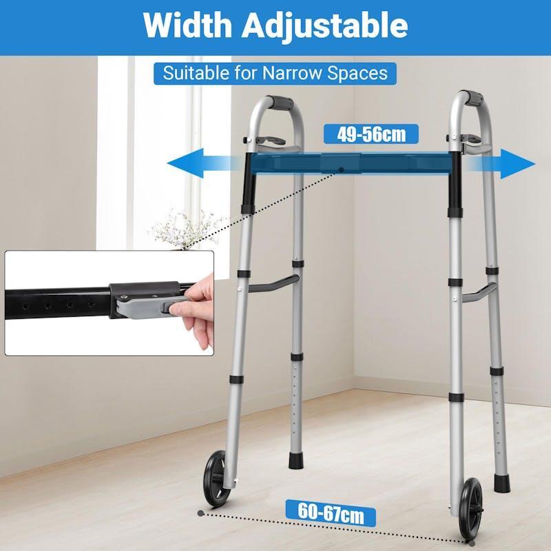 Altus Folding Walking Frame with Wheels Height & Width Adjustable Lightweight Aluminium 1Unit