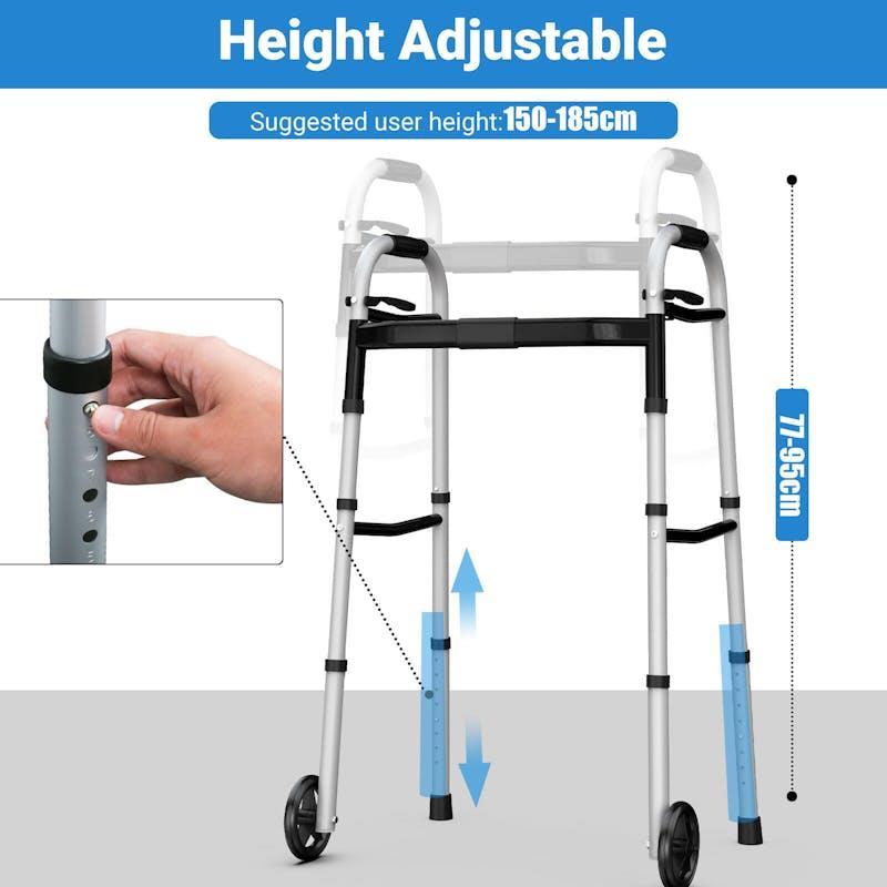 Altus Folding Walking Frame with Wheels Height & Width Adjustable Lightweight Aluminium 1Unit