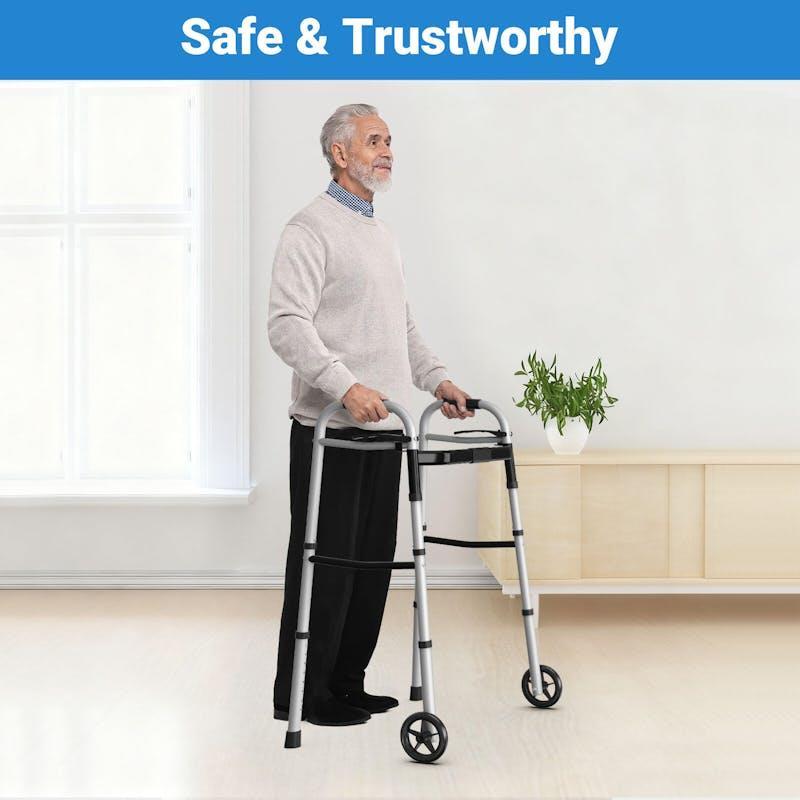 Altus Folding Walking Frame with Wheels Height & Width Adjustable Lightweight Aluminium 1Unit