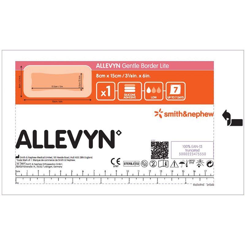 Allevyn Gentle Border Lite 8cm x 15cm Single Dressing