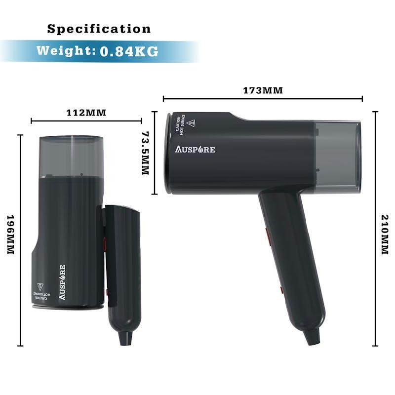 AUSPURE Handheld Steamer Dual Voltage for Travel Black