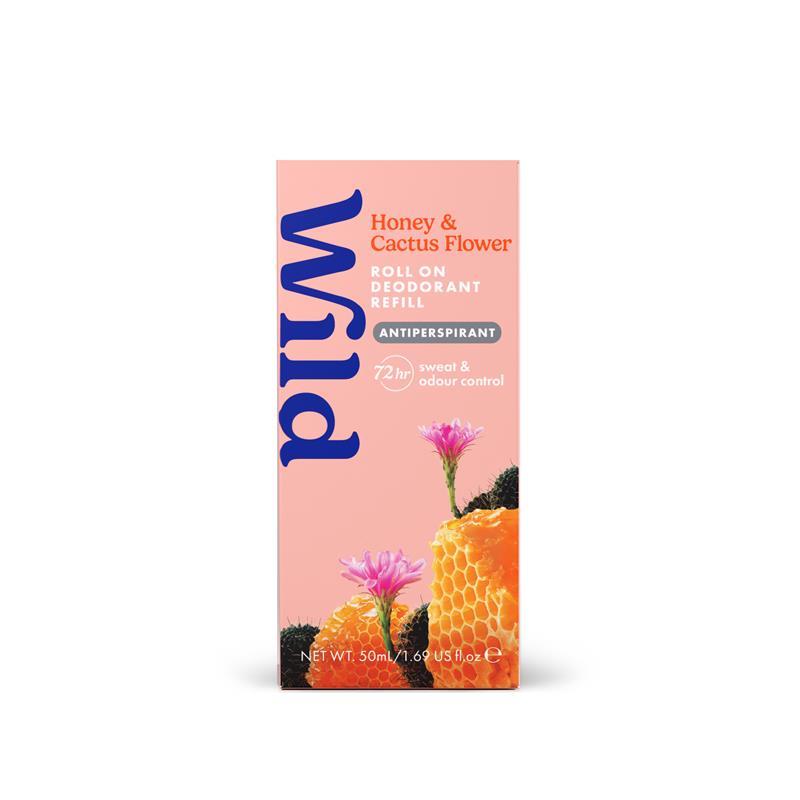 Wild Deodorant Antiperspirant Roll On Refill Honey & Cactus Flower 50ml
