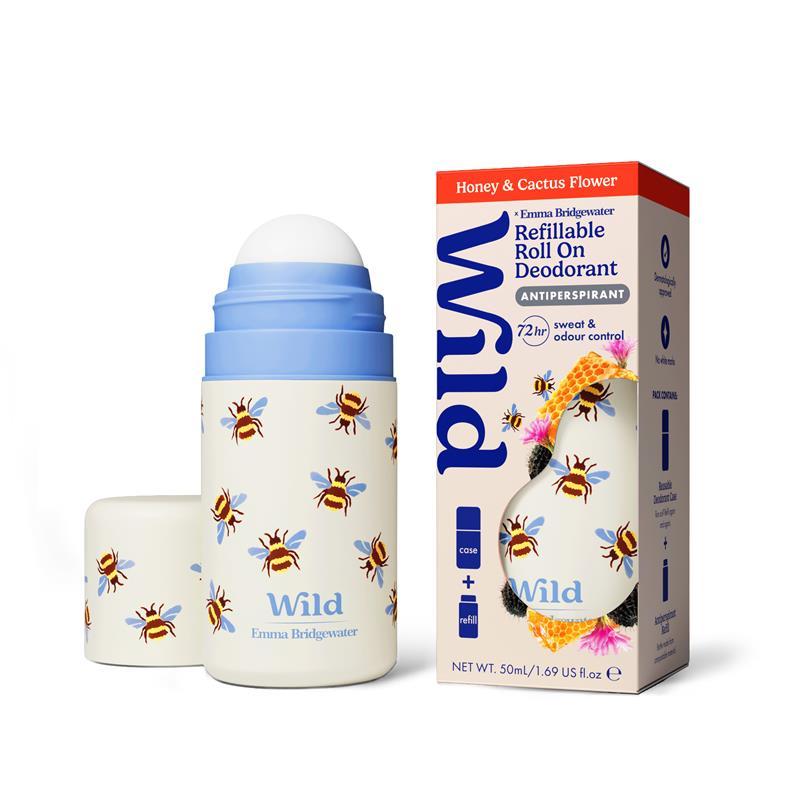 Wild Deodorant Antiperspirant Roll On Emma Bridgewater Bee Case Honey & Cactus Flower 50ml