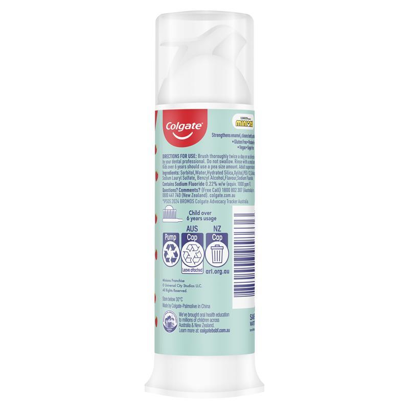 Colgate Toothpaste Kids Minion Strawberry Pump 6+ Years 85g