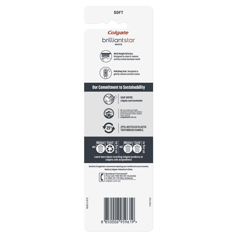 Colgate Toothbrush Brilliant Star White Soft 3 Pack