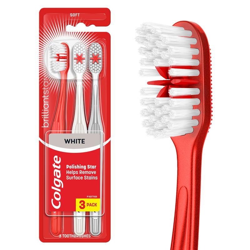 Colgate Toothbrush Brilliant Star White Soft 3 Pack