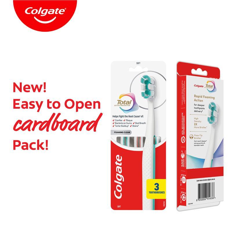 Colgate Toothbrush Total Foaming Clean Soft 3 Pack