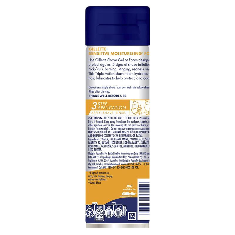 Gillette Sensitive Moisturising Foam 245g