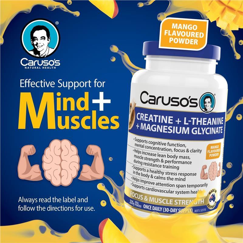 Carusos Creatine + L Thean + Mag-Gly Powder 225g