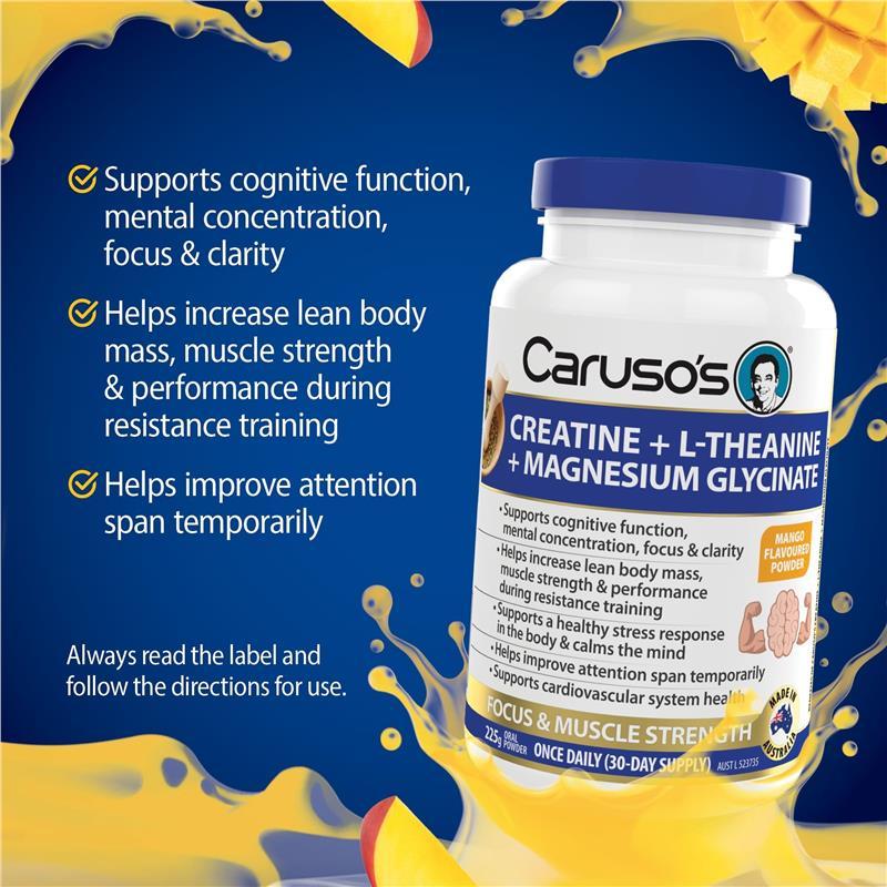 Carusos Creatine + L Thean + Mag-Gly Powder 225g