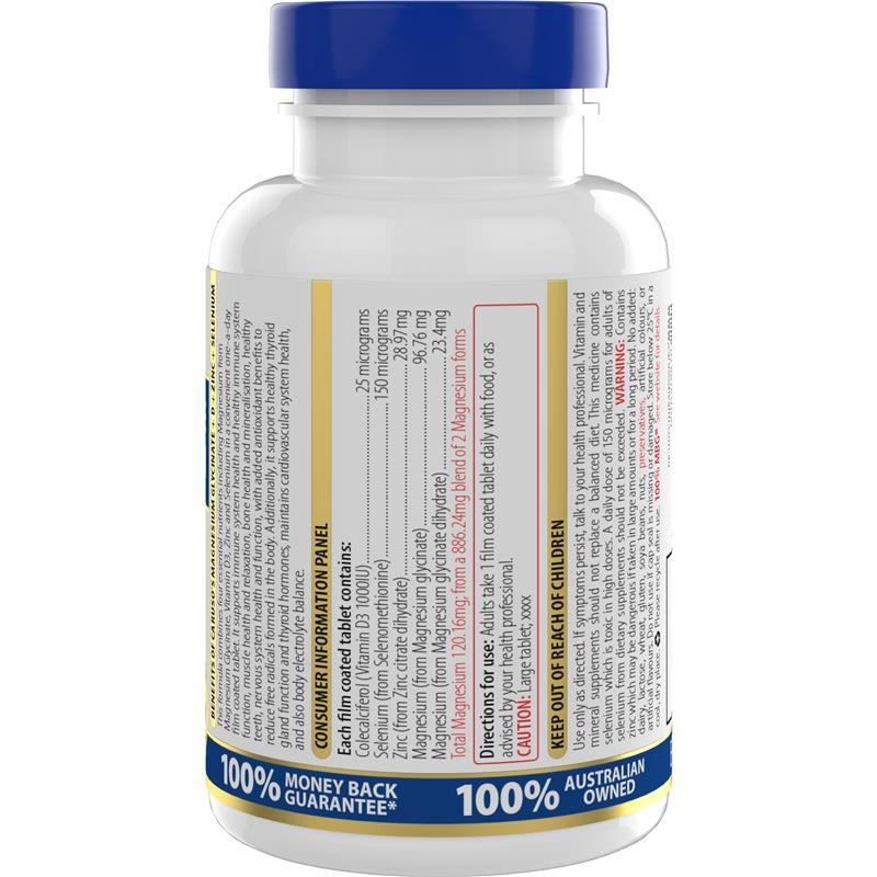 Carusos Magnesium Gly + D + Zinc + Selenium 60 Tablets