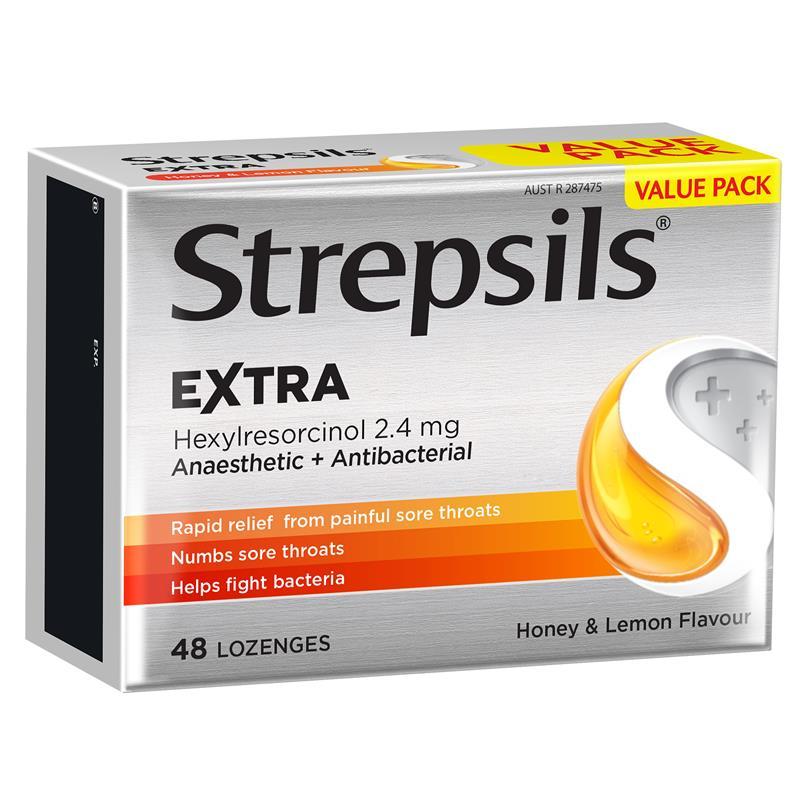 Strepsils Extra Lozenges Honey & Lemon 48 Pack