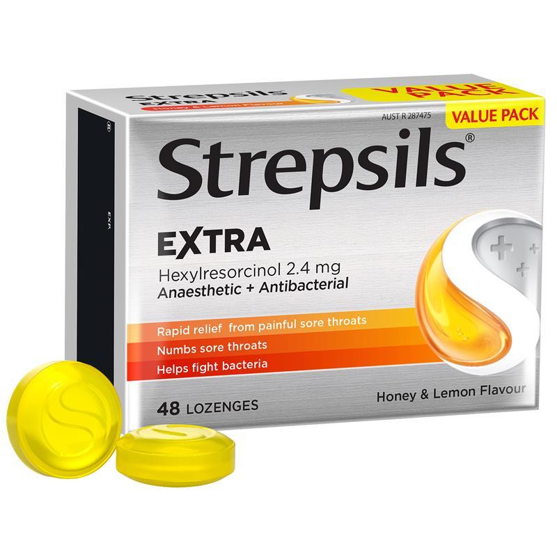 Strepsils Extra Lozenges Honey & Lemon 48 Pack