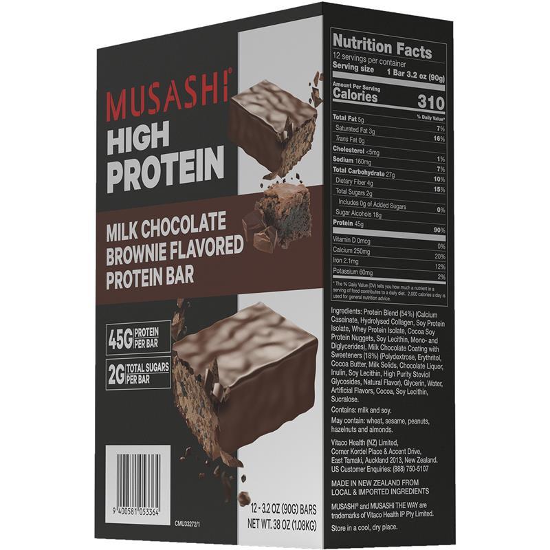 Musashi High Protein Bar Choc Brownie 90g 4 Pack