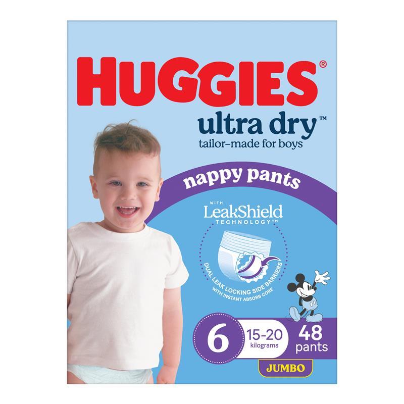 Huggies Ultra Dry Nappy Pants Boys Size 6 (15-20kg) 48 Pack
