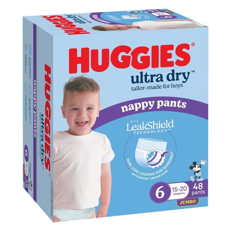 Huggies Ultra Dry Nappy Pants Boys Size 6 (15-20kg) 48 Pack
