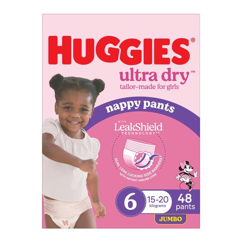 Huggies Ultra Dry Nappy Pants Girls Size 6 (15-20kg) 48 Pack