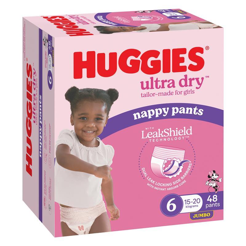 Huggies Ultra Dry Nappy Pants Girls Size 6 (15-20kg) 48 Pack