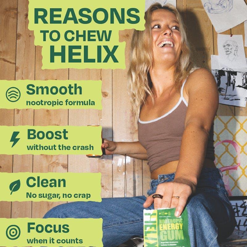 Helix Nootropic Energy Gum - 12 Pack Spearmint