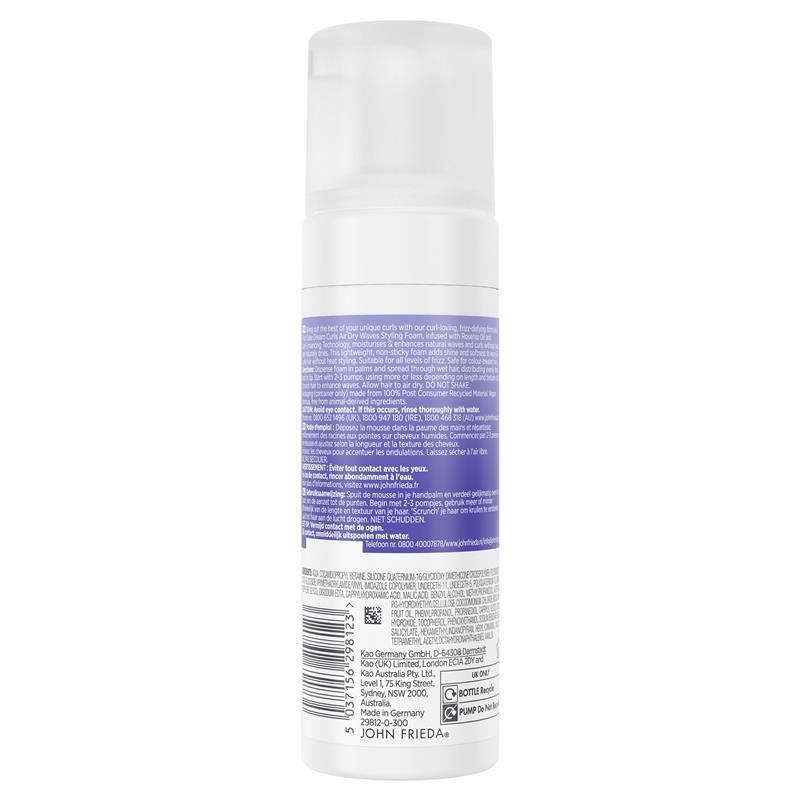 John Frieda Frizz Ease Dream Curls Air Dry Waves Styling Foam 150ml