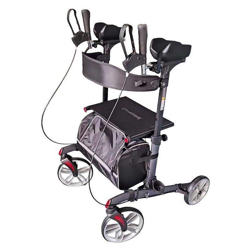 Livingstone Upright Rollator Walker 10 Inch Front Wheels with Seat and Bag Grey 1Unit