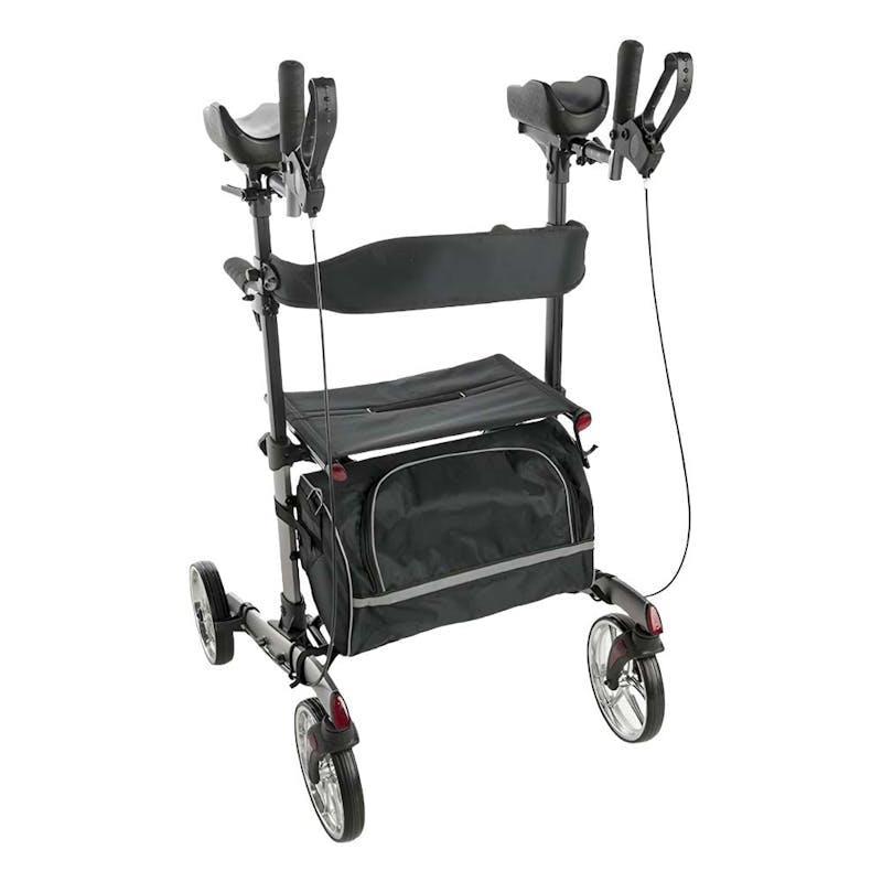 Livingstone Upright Rollator Walker 10 Inch Front Wheels with Seat and Bag Grey 1Unit