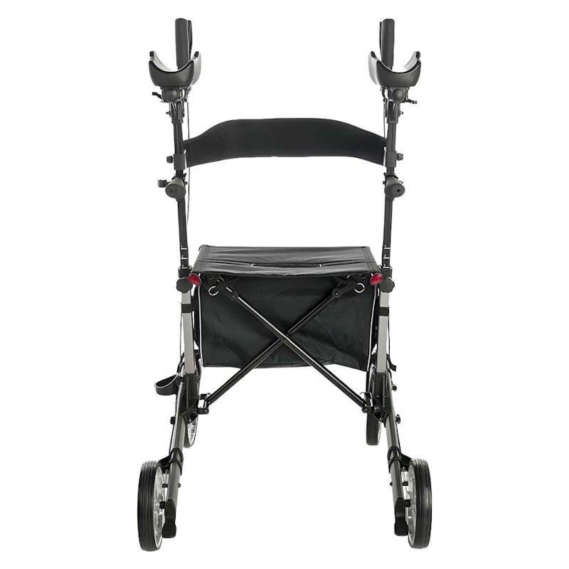 Livingstone Upright Rollator Walker 10 Inch Front Wheels with Seat and Bag Grey 1Unit