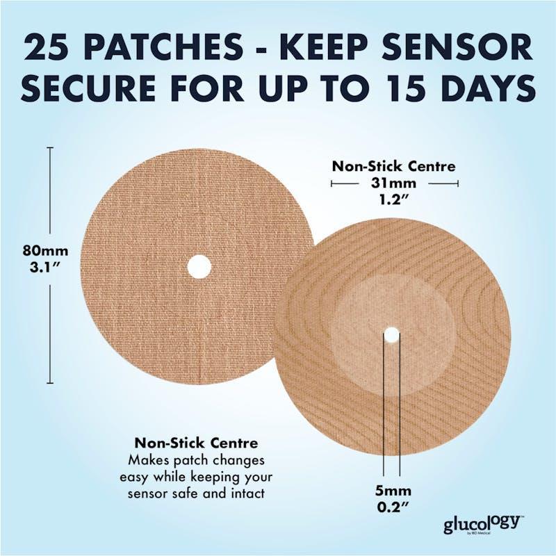 Glucology Freestyle Libre Sensor Shield CGM Overpatch 25 Patches Beige