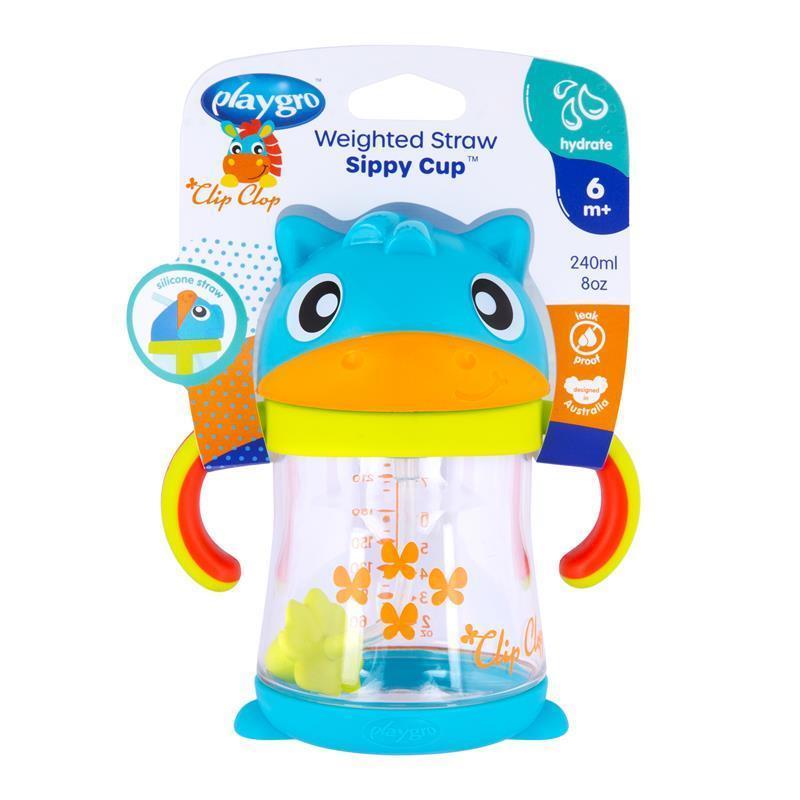 Playgro Clip Clop Weighted Straw Sippy Cup 6m+
