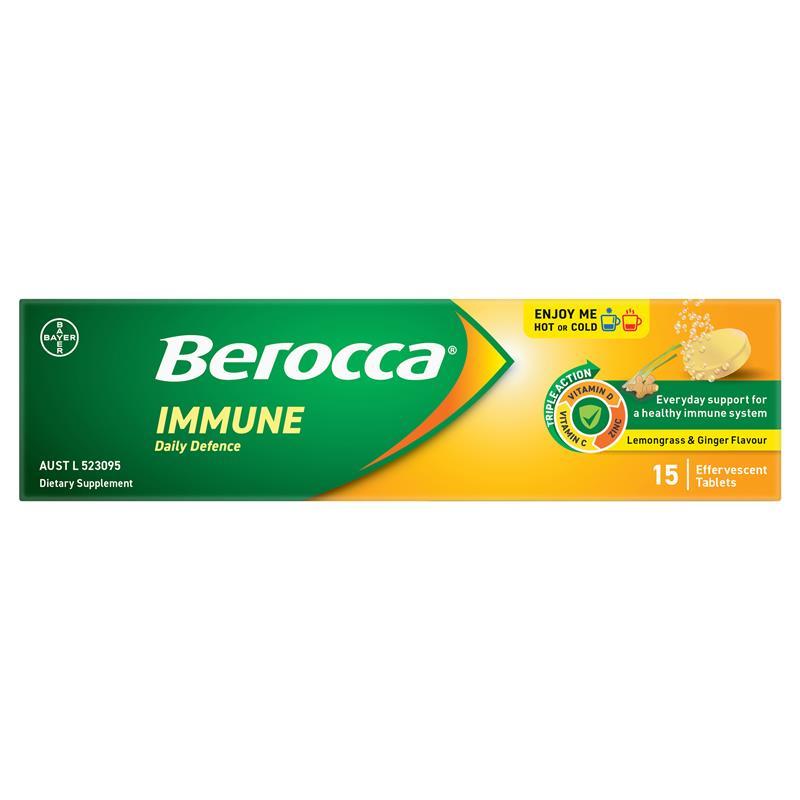 Berocca Immune Daily Defence Lemongrass & Ginger 15 Effervescent Tablets
