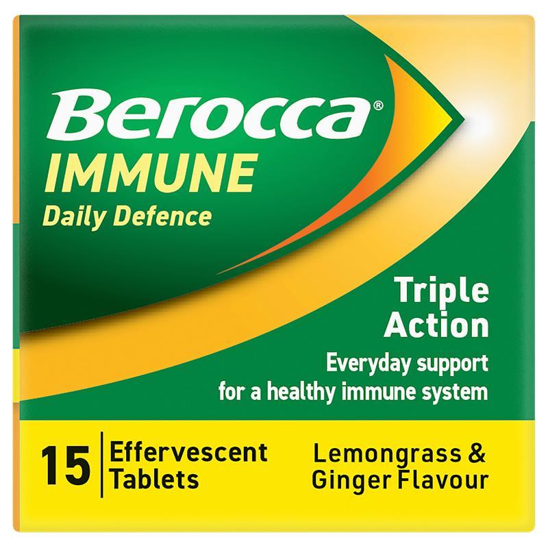 Berocca Immune Daily Defence Lemongrass & Ginger 15 Effervescent Tablets