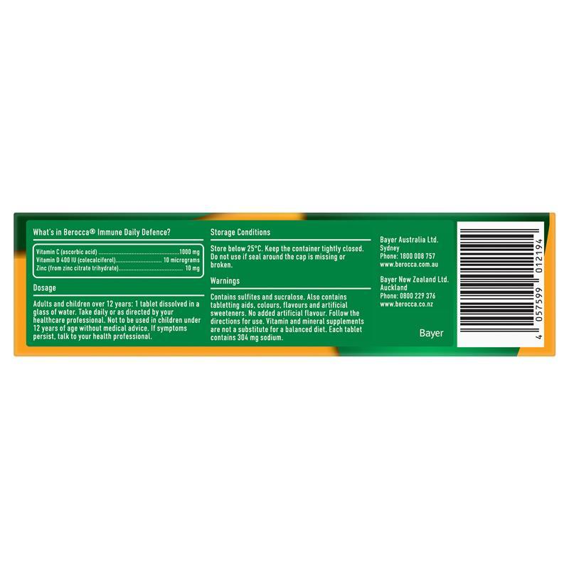 Berocca Immune Daily Defence Lemongrass & Ginger 15 Effervescent Tablets