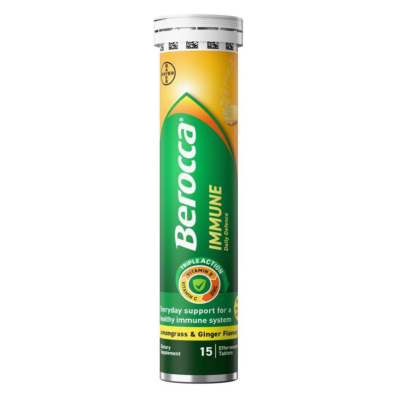 Berocca Immune Daily Defence Lemongrass & Ginger 15 Effervescent Tablets