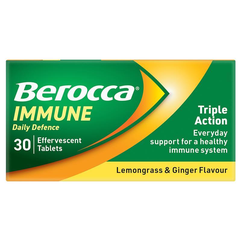 Berocca Immune Daily Defence Lemongrass & Ginger 30 Effervescent Tablets