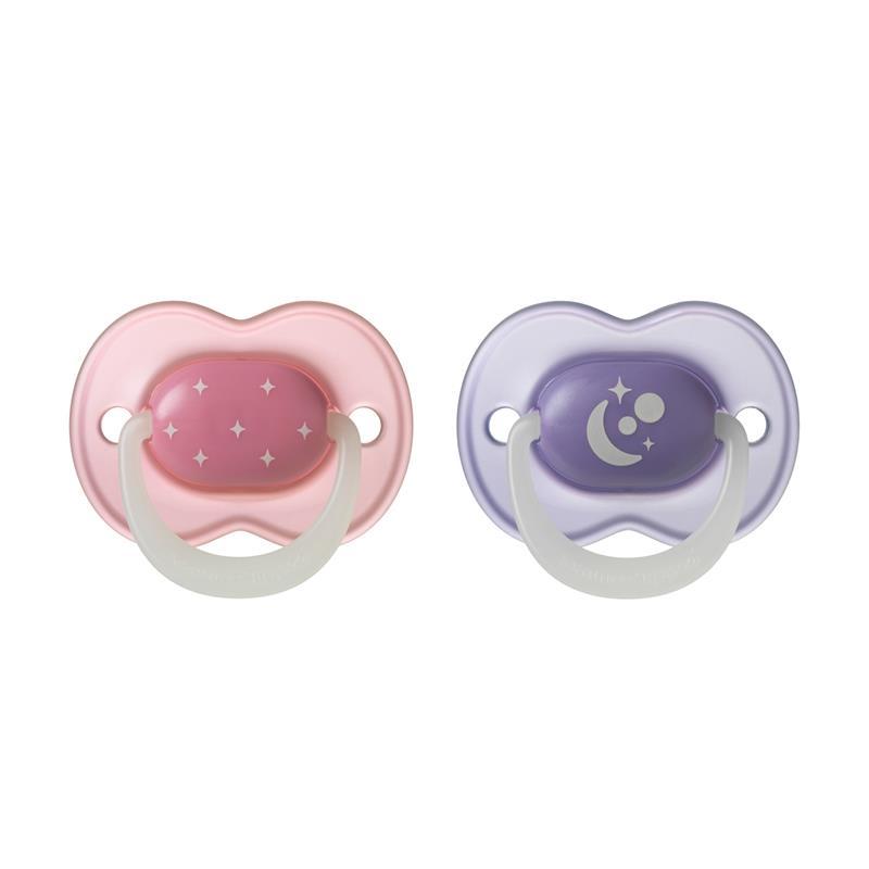 Tommee Tippee NightGlow 6-18 Months 2 Pack Soothers Assorted Colours
