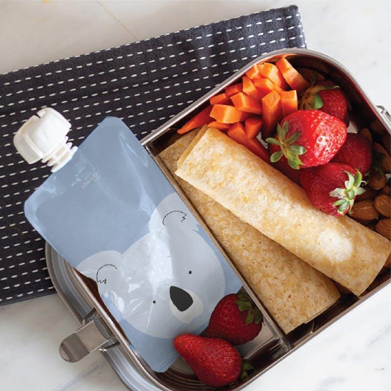 Cherub Baby Reusable Food Pouches 120ml Cerulean & Sage & Pouch Organiser Bundle